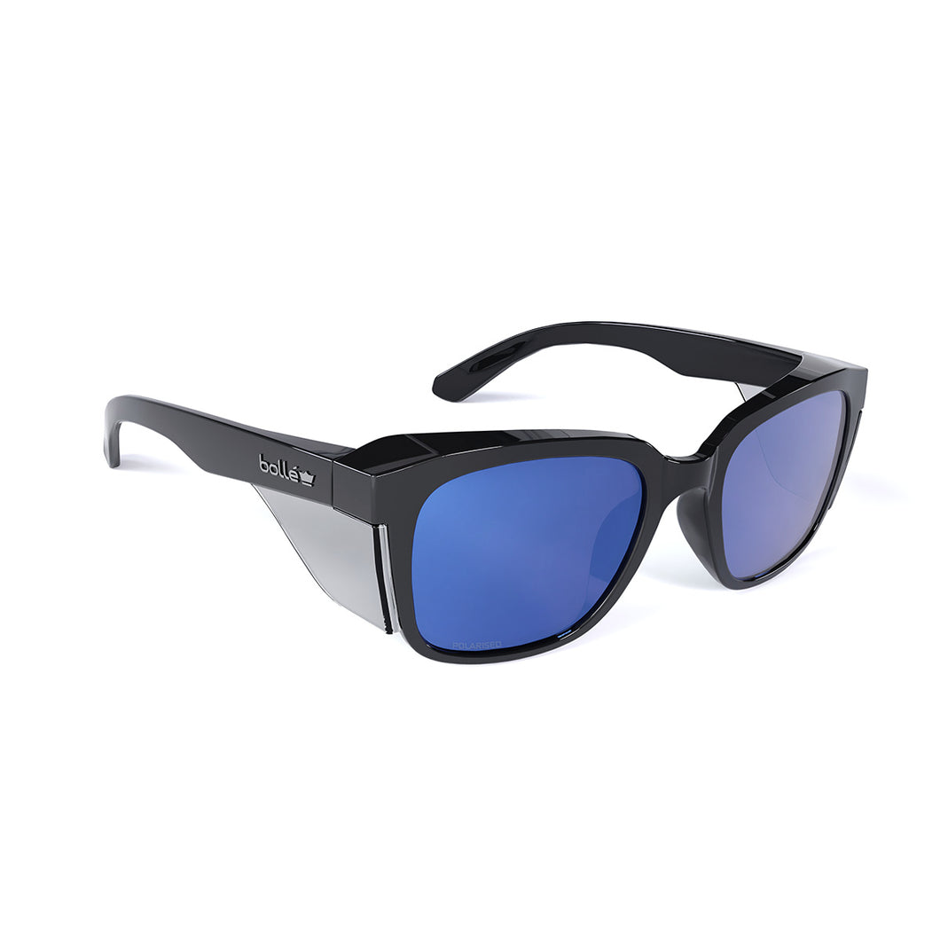 Bolle Men's Stks 410 Safety Glasses - Black/Mirror Polarised - 