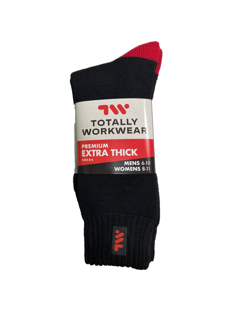 Bamboo Textiles Men's Totally Workwear 3 Pack - Extra Thick - Red/Black