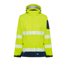 Load image into Gallery viewer, Rainbird Women's Ellis Hi-Vis Softshell Coat - Yellow/Navy
