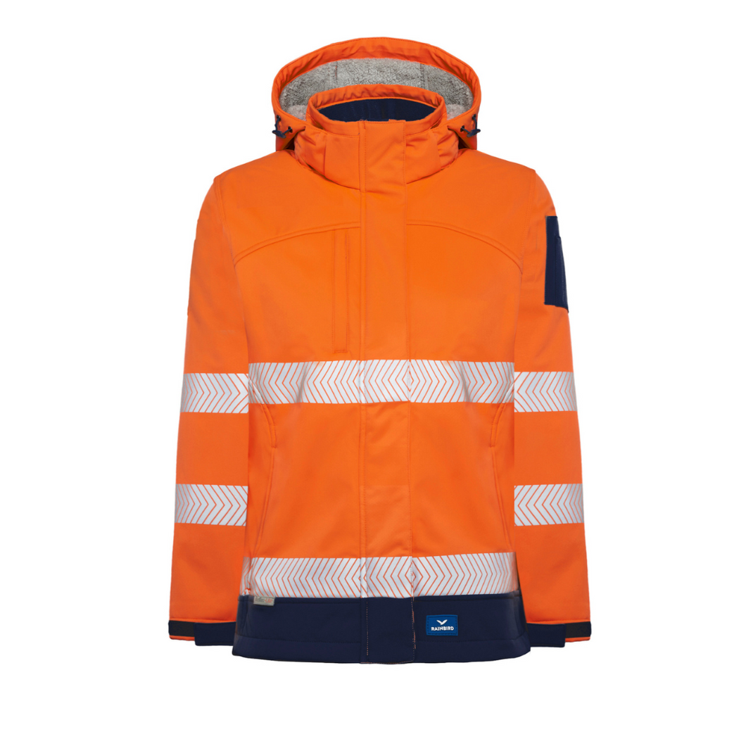 Rainbird Women's Ellis Hi-Vis Softshell Coat - Orange/Navy