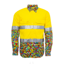 Load image into Gallery viewer, TradeMutt Men's Bonza Day/Night Hi Vis Full Button Workshirt - Yellow
