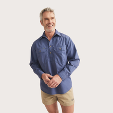 Load image into Gallery viewer, RB Sellars Men's Territory Half Btn L/S Shirt - Washed Navy
