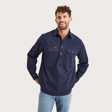 Load image into Gallery viewer, RB Sellars Men's Burton 1/2 Btn L/S Light Wt. - Navy
