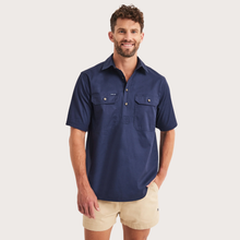 Load image into Gallery viewer, RB Sellars Men's Burton 1/2 Btn S/S Light Wt. - Navy
