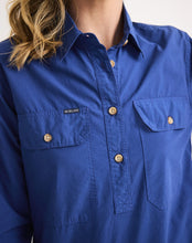 Load image into Gallery viewer, RB Sellars Women's Springfield Half Btn L/S Shirt - Royal
