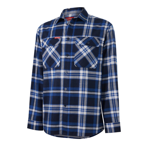 Hard Yakka Men's Long Sleeve Check Flannie - BLUE CHECK - Shirts