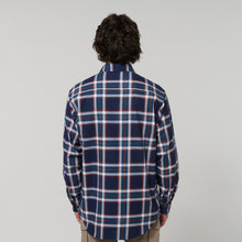 Load image into Gallery viewer, Hard Yakka Men&#39;s Long Sleeve Check Flannie - NAVY ORANGE CHECK - Shirts
