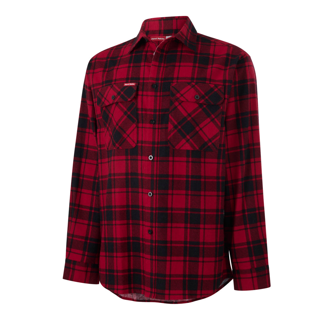 Hard Yakka men's Long Sleeve Check Flannie - RED CHECK - Shirts