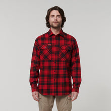 Load image into Gallery viewer, Hard Yakka men&#39;s Long Sleeve Check Flannie - RED CHECK - Shirts
