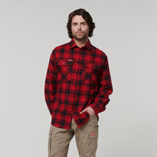 Load image into Gallery viewer, Hard Yakka men&#39;s Long Sleeve Check Flannie - RED CHECK - Shirts
