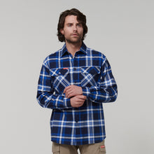 Load image into Gallery viewer, Hard Yakka Men&#39;s Long Sleeve Check Flannie - BLUE CHECK - Shirts
