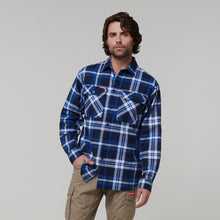 Load image into Gallery viewer, Hard Yakka Men&#39;s Long Sleeve Check Flannie - BLUE CHECK - Shirts
