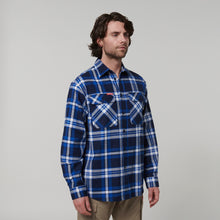 Load image into Gallery viewer, Hard Yakka Men&#39;s Long Sleeve Check Flannie - BLUE CHECK - Shirts
