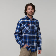 Load image into Gallery viewer, Hard Yakka Men&#39;s Long Sleeve Check Flannie - BLUE CHECK - Shirts
