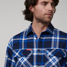 Load image into Gallery viewer, Hard Yakka Men&#39;s Long Sleeve Check Flannie - BLUE CHECK - Shirts
