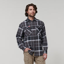 Load image into Gallery viewer, Hard Yakka Men&#39;s Long Sleeve Check Flannie - CHARCOAL CHECK - Shirts
