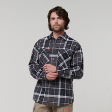 Load image into Gallery viewer, Hard Yakka Men&#39;s Long Sleeve Check Flannie - CHARCOAL CHECK - Shirts
