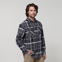 Load image into Gallery viewer, Hard Yakka Men&#39;s Long Sleeve Check Flannie - CHARCOAL CHECK - Shirts
