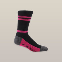 Load image into Gallery viewer, Hard Yakka Women&#39;s Crew Sock 3Pk - Pink/Black Marle - Socks
