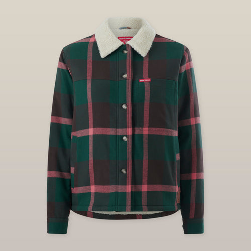 Hard Yakka Women's Sherpa Trucker Jacket - Green Check - Jacket