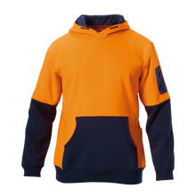 Load image into Gallery viewer, Hard Yakka Men's Hi-Vis 2 Tone Fleece Hoodie - Orange/Navy
