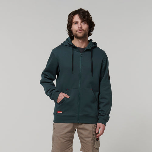 Hard Yakka Men's Core Fleece Zip Hoodie - Gardeners Green - Hoodies/Jumpers