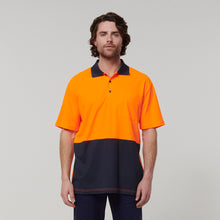 Load image into Gallery viewer, Hard Yakka Men&#39;s Core Short Sleeve Hi Vis Polo - Orange/Navy - Polos
