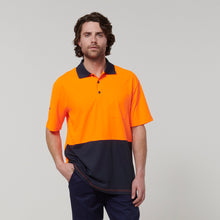 Load image into Gallery viewer, Hard Yakka Men&#39;s Core Short Sleeve Hi Vis Polo - Orange/Navy - Polos
