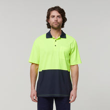 Load image into Gallery viewer, Hard Yakka Men's Core Short Sleeve Hi Vis Polo - Yellow/Navy - Polos

