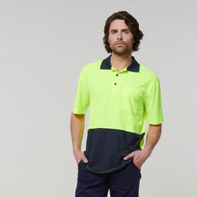 Load image into Gallery viewer, Hard Yakka Men's Core Short Sleeve Hi Vis Polo - Yellow/Navy - Polos
