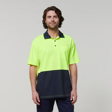 Load image into Gallery viewer, Hard Yakka Men's Core Short Sleeve Hi Vis Polo - Yellow/Navy - Polos
