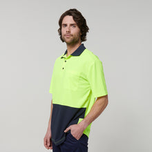 Load image into Gallery viewer, Hard Yakka Men's Core Short Sleeve Hi Vis Polo - Yellow/Navy - Polos
