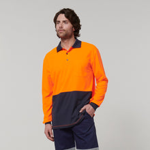 Load image into Gallery viewer, Hard Yakka Men&#39;s Core Long Sleeve Hi Vis Polo - Orange/Navy - Polos
