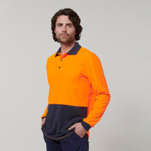 Load image into Gallery viewer, Hard Yakka Men&#39;s Core Long Sleeve Hi Vis Polo - Orange/Navy - Polos
