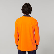 Load image into Gallery viewer, Hard Yakka Men&#39;s Core Long Sleeve Hi Vis Polo - Orange/Navy - Polos
