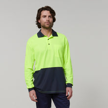 Load image into Gallery viewer, Hard Yakka Men&#39;s Core Long Sleeve Hi Vis Polo - Yellow/Navy - Polos
