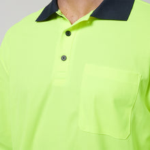 Load image into Gallery viewer, Hard Yakka Men&#39;s Core Long Sleeve Hi Vis Polo - Yellow/Navy - Polos
