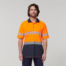 Load image into Gallery viewer, Hard Yakka Men's Core Short Sleeve Hi Vis Taped Polo - Orange/Navy - Polos
