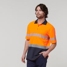 Load image into Gallery viewer, Hard Yakka Men's Core Short Sleeve Hi Vis Taped Polo - Orange/Navy - Polos
