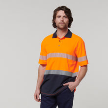 Load image into Gallery viewer, Hard Yakka Men's Core Short Sleeve Hi Vis Taped Polo - Orange/Navy - Polos
