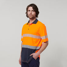 Load image into Gallery viewer, Hard Yakka Men's Core Short Sleeve Hi Vis Taped Polo - Orange/Navy - Polos
