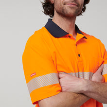 Load image into Gallery viewer, Hard Yakka Men's Core Short Sleeve Hi Vis Taped Polo - Orange/Navy - Polos
