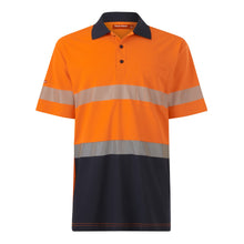 Load image into Gallery viewer, Hard Yakka Men's Core Short Sleeve Hi Vis Taped Polo - Orange/Navy - Polos
