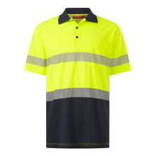 Load image into Gallery viewer, Hard Yakka Men&#39;s Core Short Sleeve Hi Vis Taped Polo - Yellow/Navy - Polos
