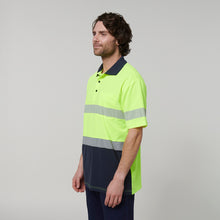 Load image into Gallery viewer, Hard Yakka Men&#39;s Core Short Sleeve Hi Vis Taped Polo - Yellow/Navy - Polos
