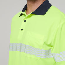 Load image into Gallery viewer, Hard Yakka Men&#39;s Core Short Sleeve Hi Vis Taped Polo - Yellow/Navy - Polos
