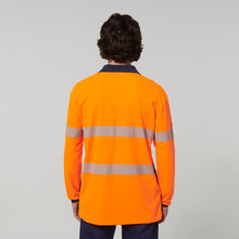 Load image into Gallery viewer, Hard Yakka Men&#39;s Core Long Sleeve Hi Vis Taped Polo - Orange/Navy - Polos
