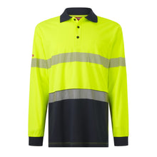 Load image into Gallery viewer, Hard Yakka Men&#39;s Core Long Sleeve Hi Vis Taped Polo - Yellow/Navy - Polos
