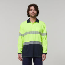 Load image into Gallery viewer, Hard Yakka Men&#39;s Core Long Sleeve Hi Vis Taped Polo - Yellow/Navy - Polos
