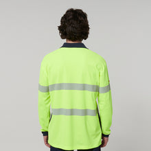 Load image into Gallery viewer, Hard Yakka Men&#39;s Core Long Sleeve Hi Vis Taped Polo - Yellow/Navy - Polos
